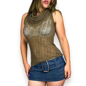 Y2K Sheer Knit Subversive Hood Top (S)