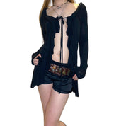 Vintage Gothic Ruffle Tie Cardigan (M)