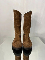 Vintage Boho Italian Brown Suede Knee High Calf Boots (US 5)