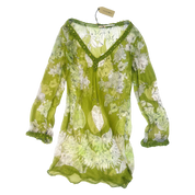 Sheer Silk Lime Green Mini Dress (S)