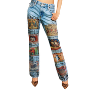 Funky Printed Matchbook Jeans (S)