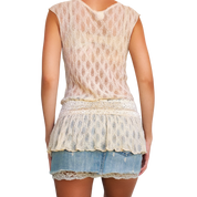 Vintage Sheer Creamy Lace Top (S/M)