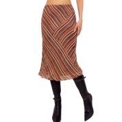 Silk Striped Midi Skirt (XS)