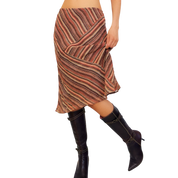 Silk Striped Midi Skirt (XS)