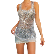 Early 2000s Sheer Sequin Tank (S/M)