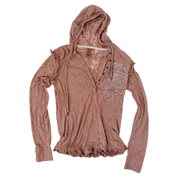 Pepe Sheer Rhinestone Hoodie Top (S)