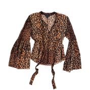 Saks Sheer Silk Leopard Blouse (S/M)
