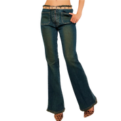 Vintage Suede Grommet Waistband Jeans (S)