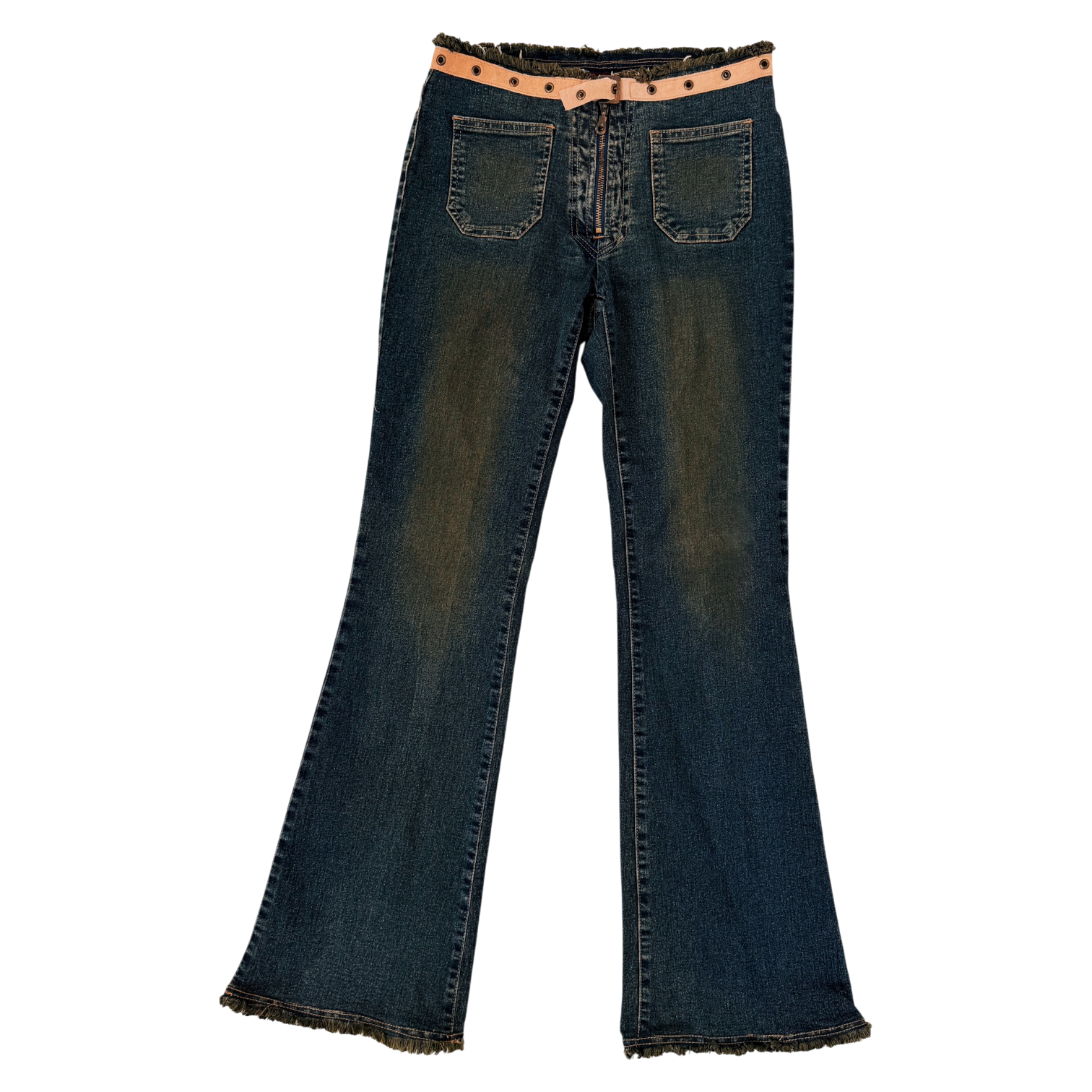 Vintage Suede Grommet Waistband Jeans (S)