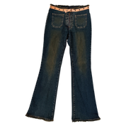 Vintage Suede Grommet Waistband Jeans (S)