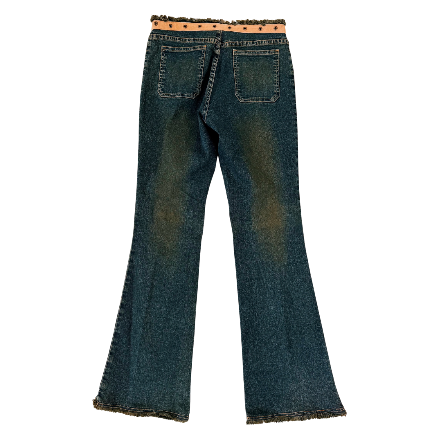 Vintage Suede Grommet Waistband Jeans (S)