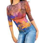 Vintage Graphic Mesh Top (XS/S)