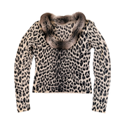 Blumarine Leopard Print Fur Collar Sweater (XS)