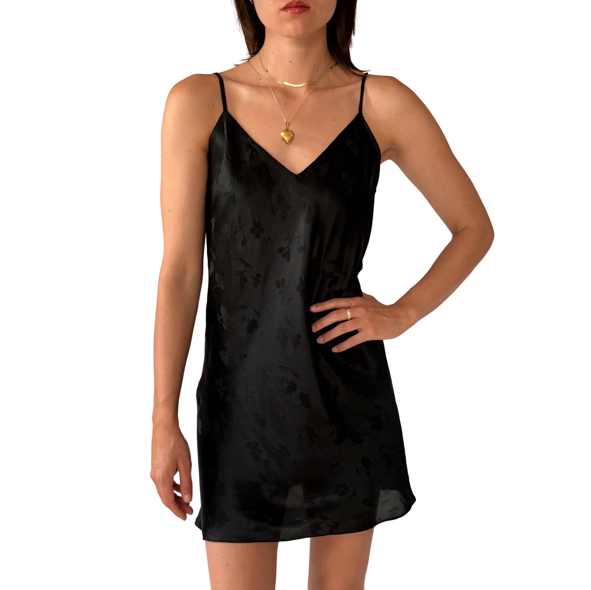 90s Noir Silk Slip (M)