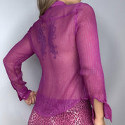 Vintage Gauzy Pink Silk Button Down (M)