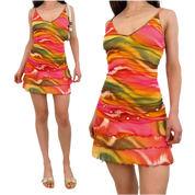 Miami Swirl Mesh Mini Dress (XS)