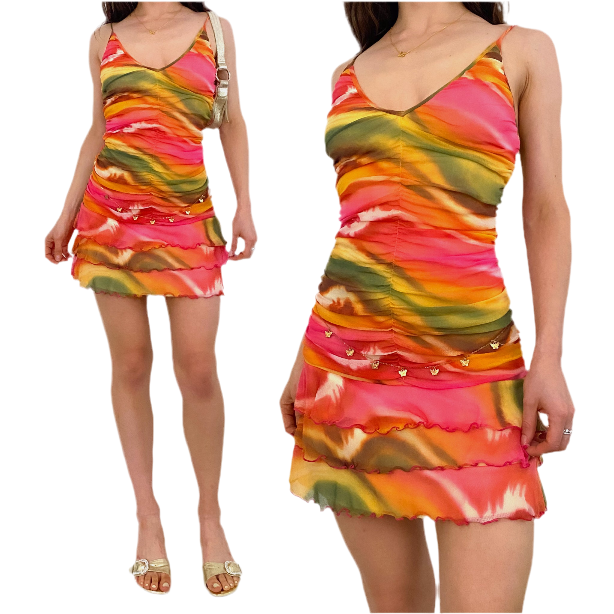Miami Swirl Mesh Mini Dress (XS)