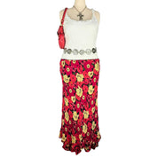 2000s Floral Chiffon Maxi Skirt (XL)