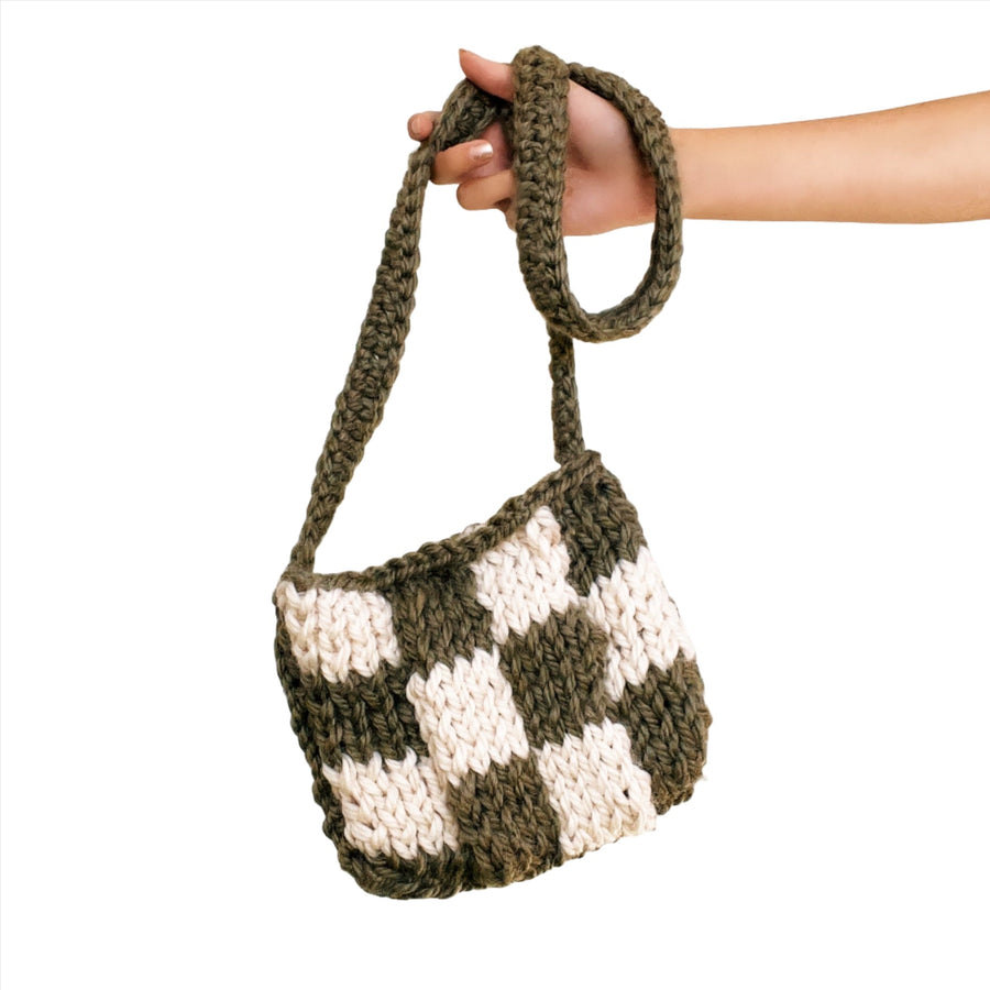 Checkered Baby Hand Knit Bag