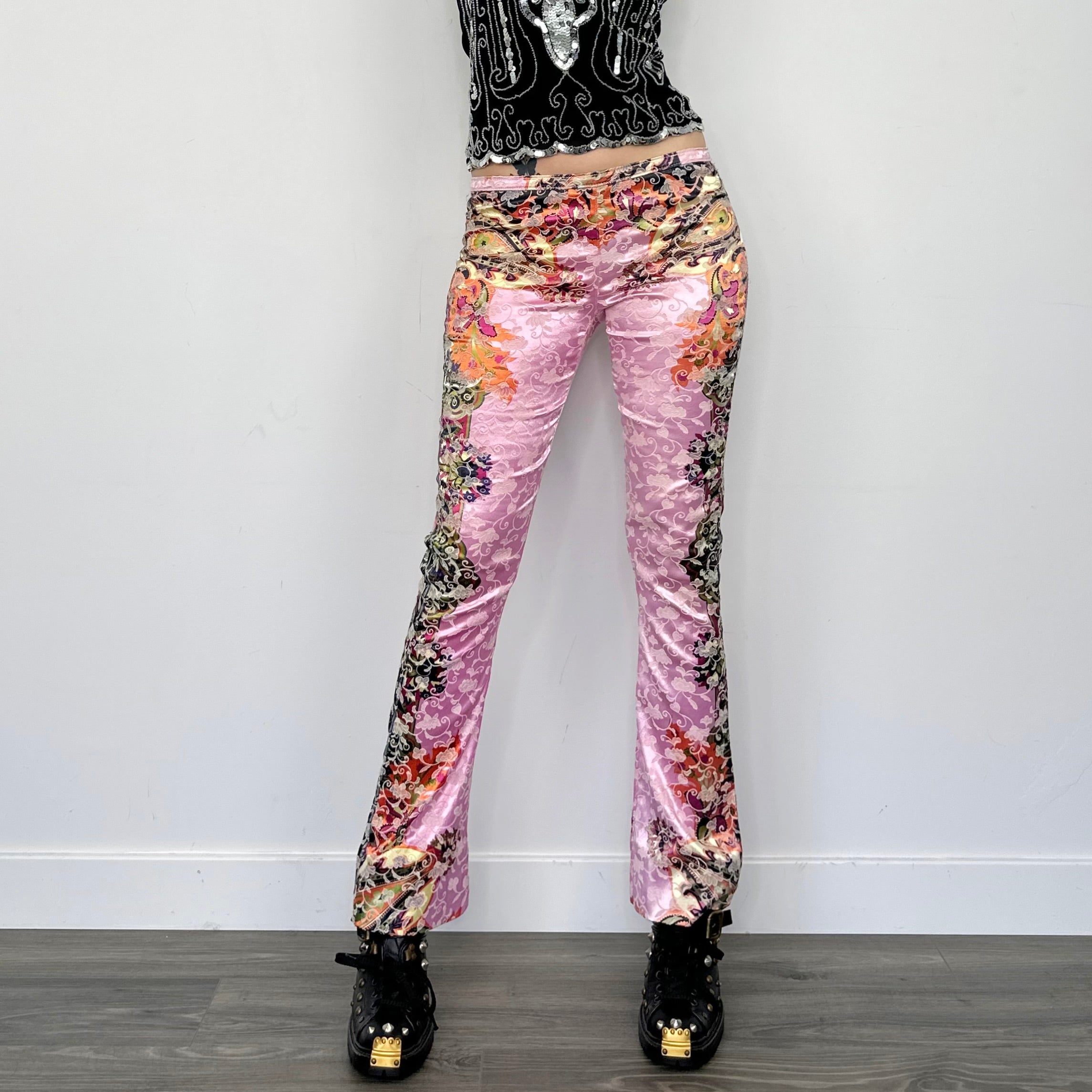 Satin Jacquard Printed Flares (XS)