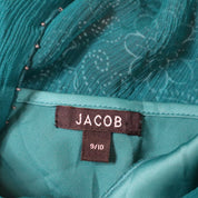 Y2K Teal Beaded Silk Midi Dress (M)