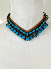 Leather & beads choker for