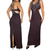 90s Beaded Silk Cutout Gown (S)