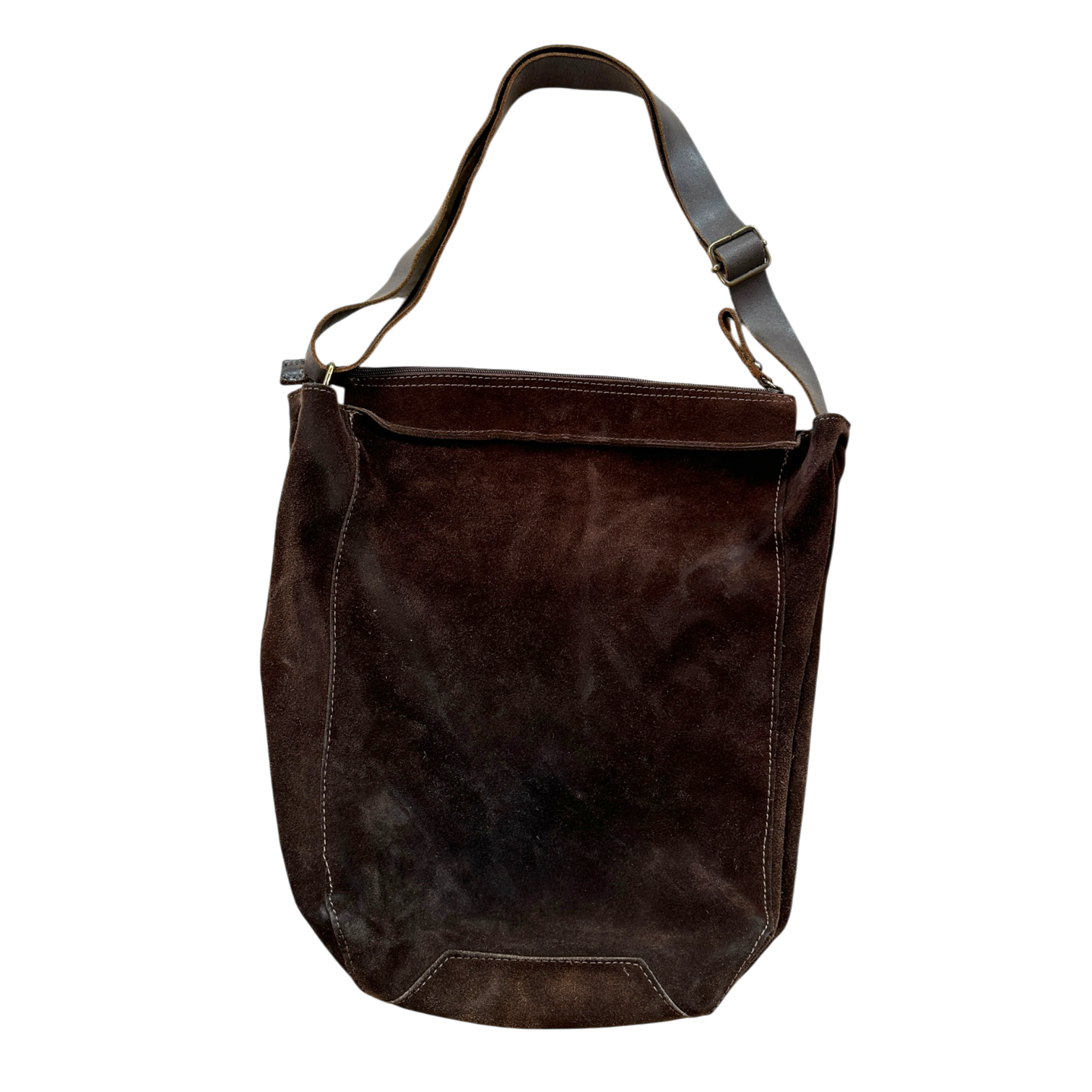 Vintage Brown Suede Leather Slouch Large Shoulder Bag