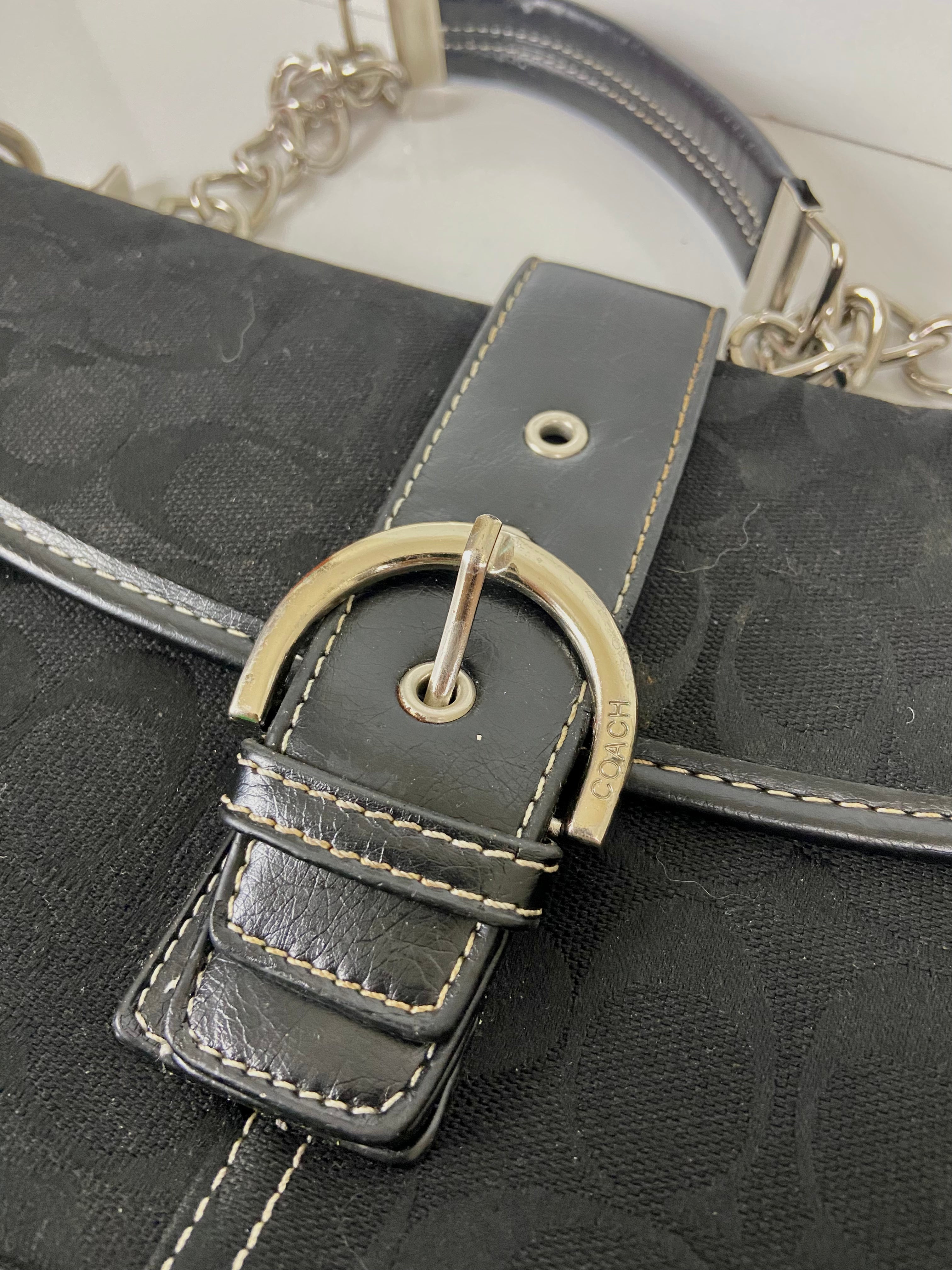 Coach purse with rework metal handles