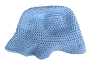 Hand Knit Bucket Hat in Blue Cotton, Handmade with Love!