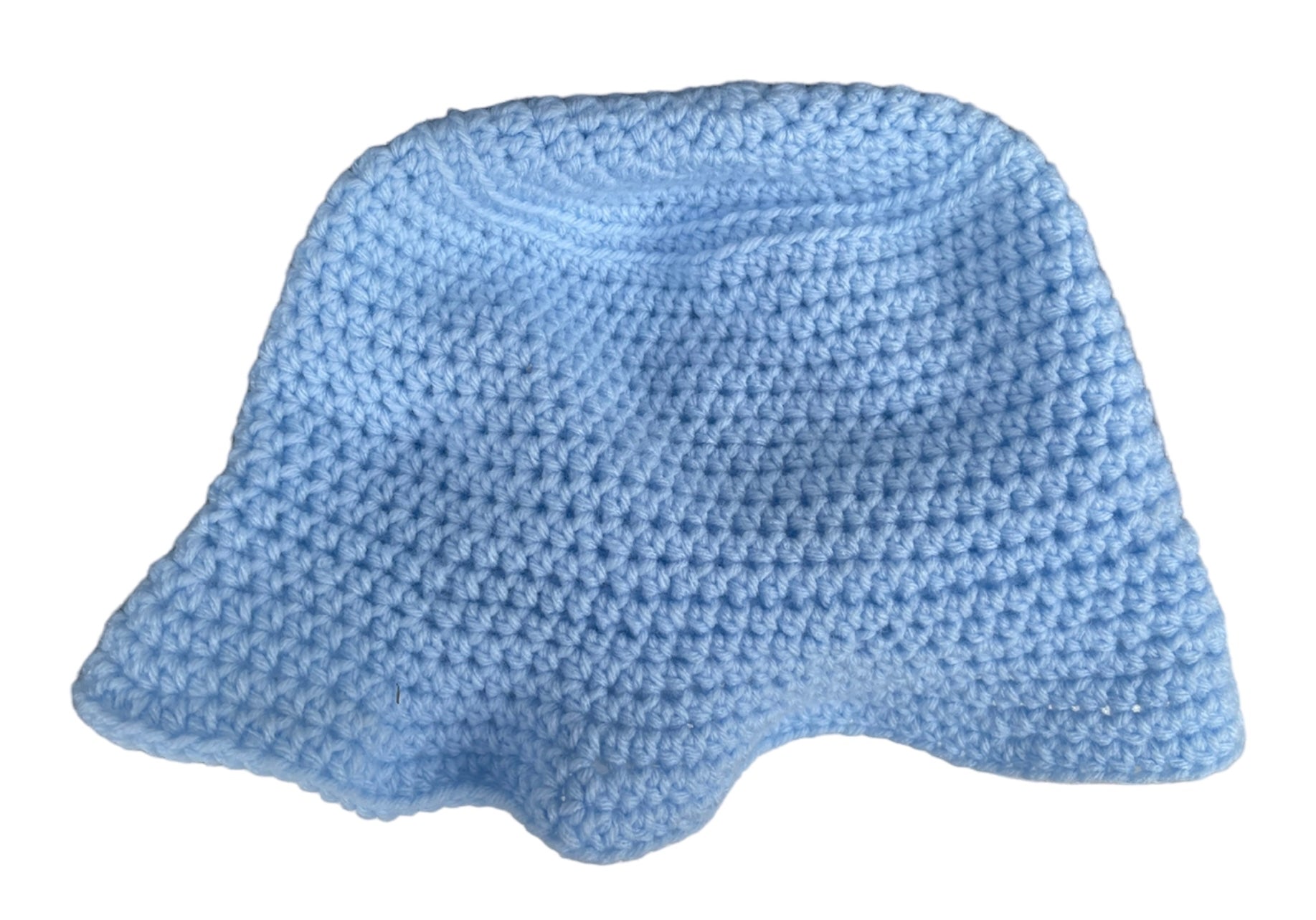 Hand Knit Bucket Hat in Blue Cotton, Handmade with Love!