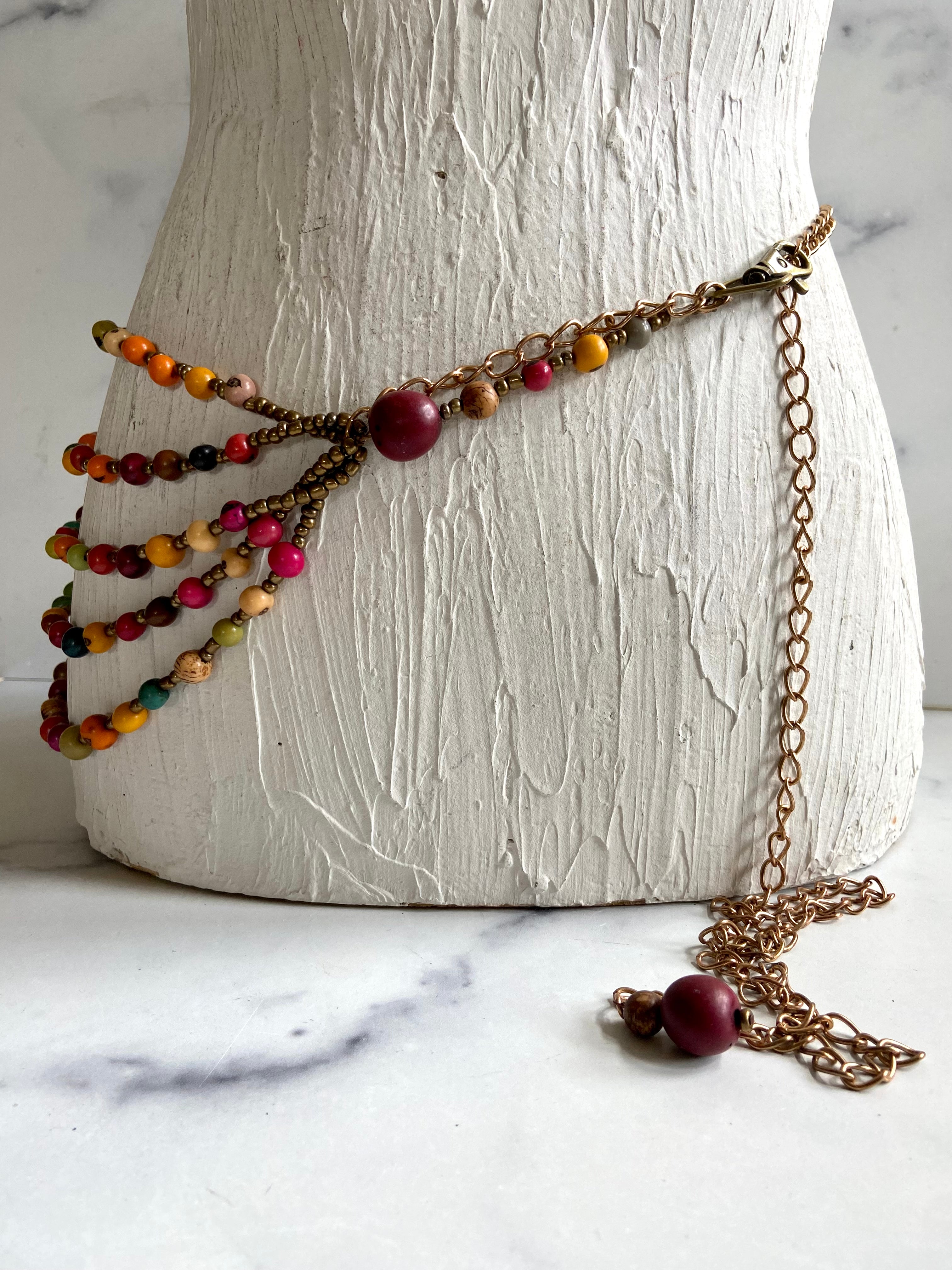 Layers of beads belt