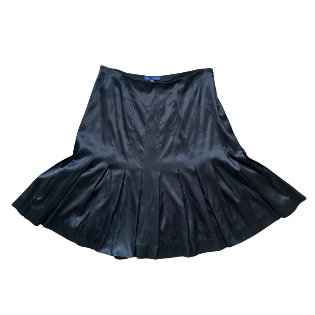 2000s Black Silk Midi Skirt (M)