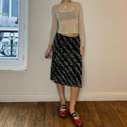 Vintage Graphic Mesh Midi Skirt (XS/S)