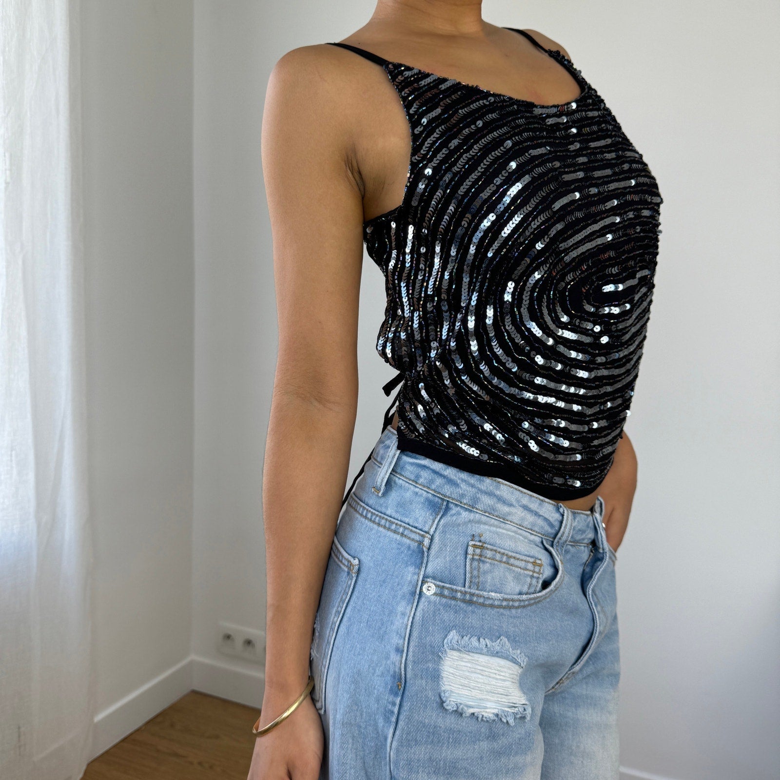 Vintage Italian Sequin Backless Top (M)