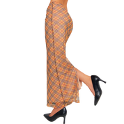 90s Tan Plaid Maxi Skirt (XS)