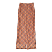 90s Tan Plaid Maxi Skirt (XS)