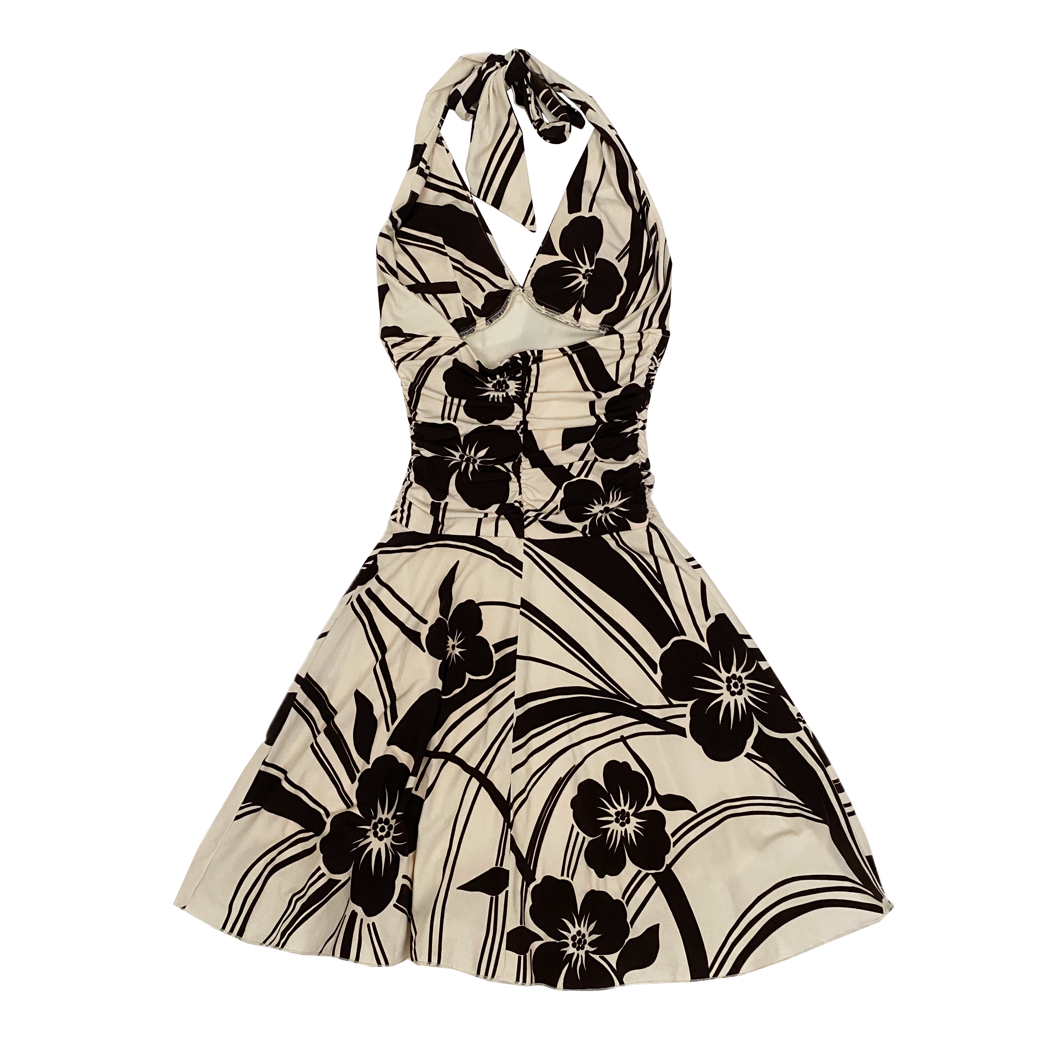 Y2K Slinky Floral Halter Dress (S)