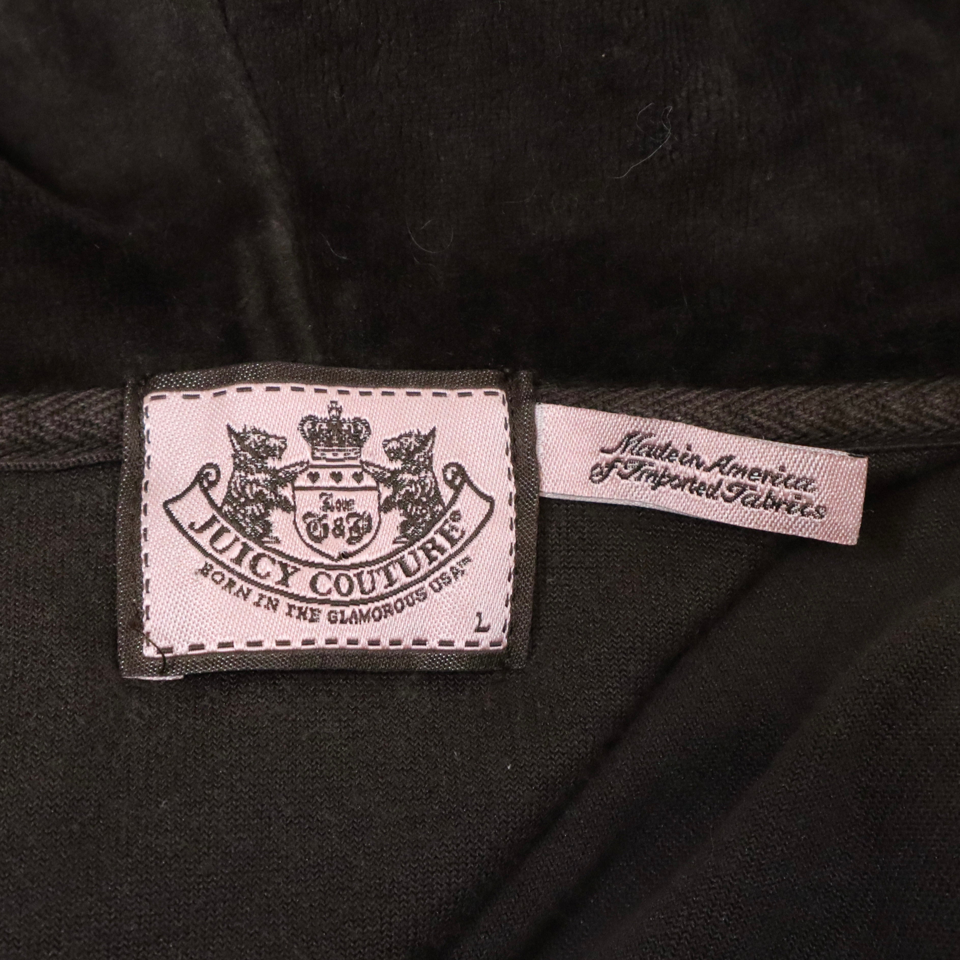Y2K JUICY COUTURE Brown Velour Hoodie (L)