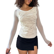 Vintage Mesh & Knit Sequin Top (S/M)