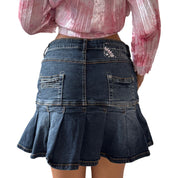 Vintage Italian Embellished Denim Skirt (S)