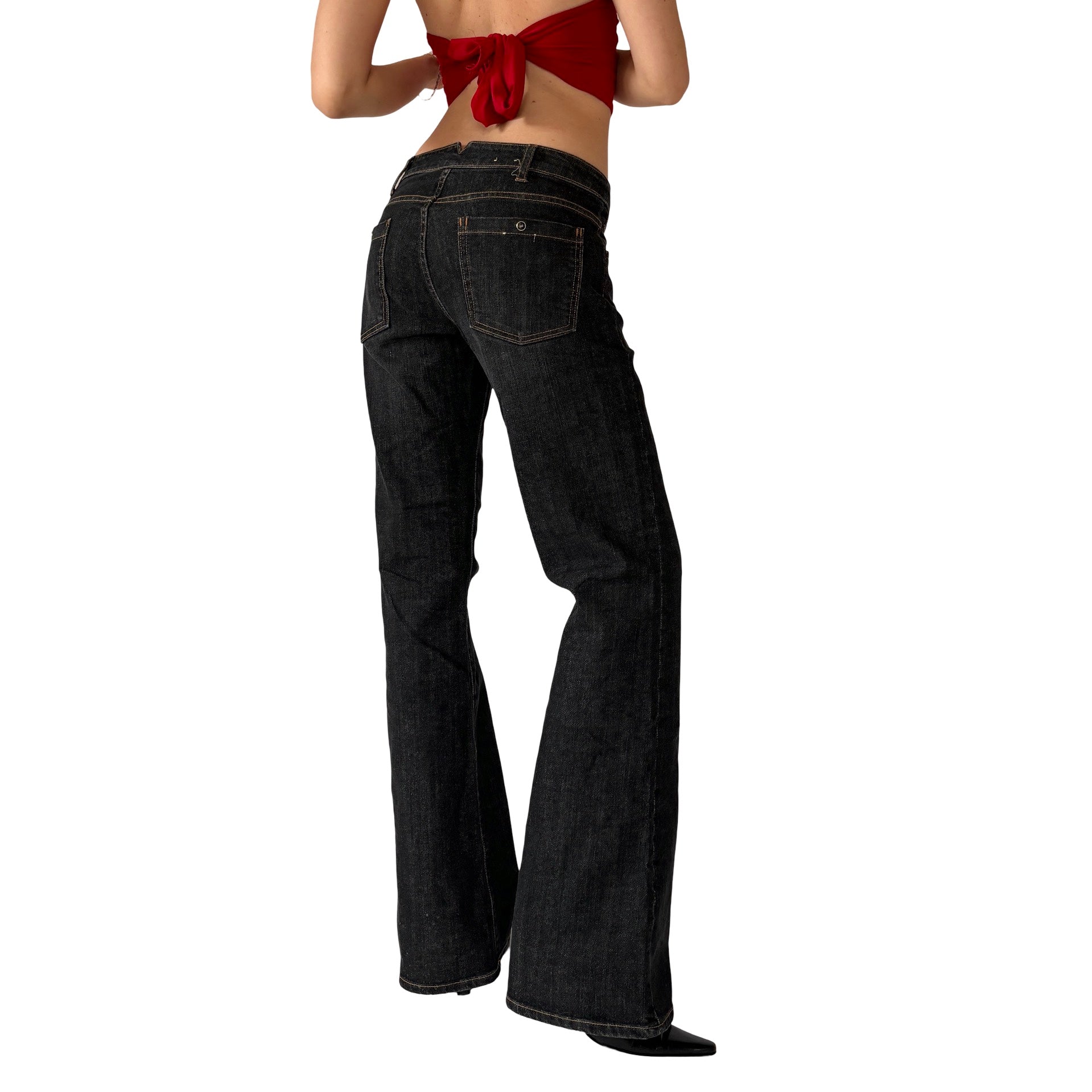 Y2K Side Zip Jeans - Black Wash (S)