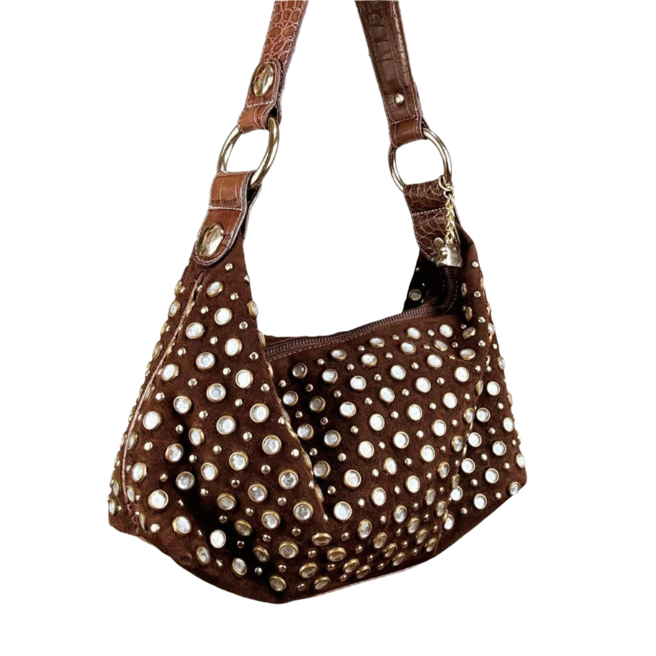Y2K Studded Suede Shoulder Bag