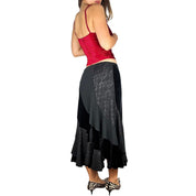 Lace & Velvet Patchwork Skirt (M)