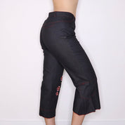 Y2K French Embroidered Denim Capris (M)