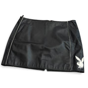 Y2K leather playboy mini skirt (M)