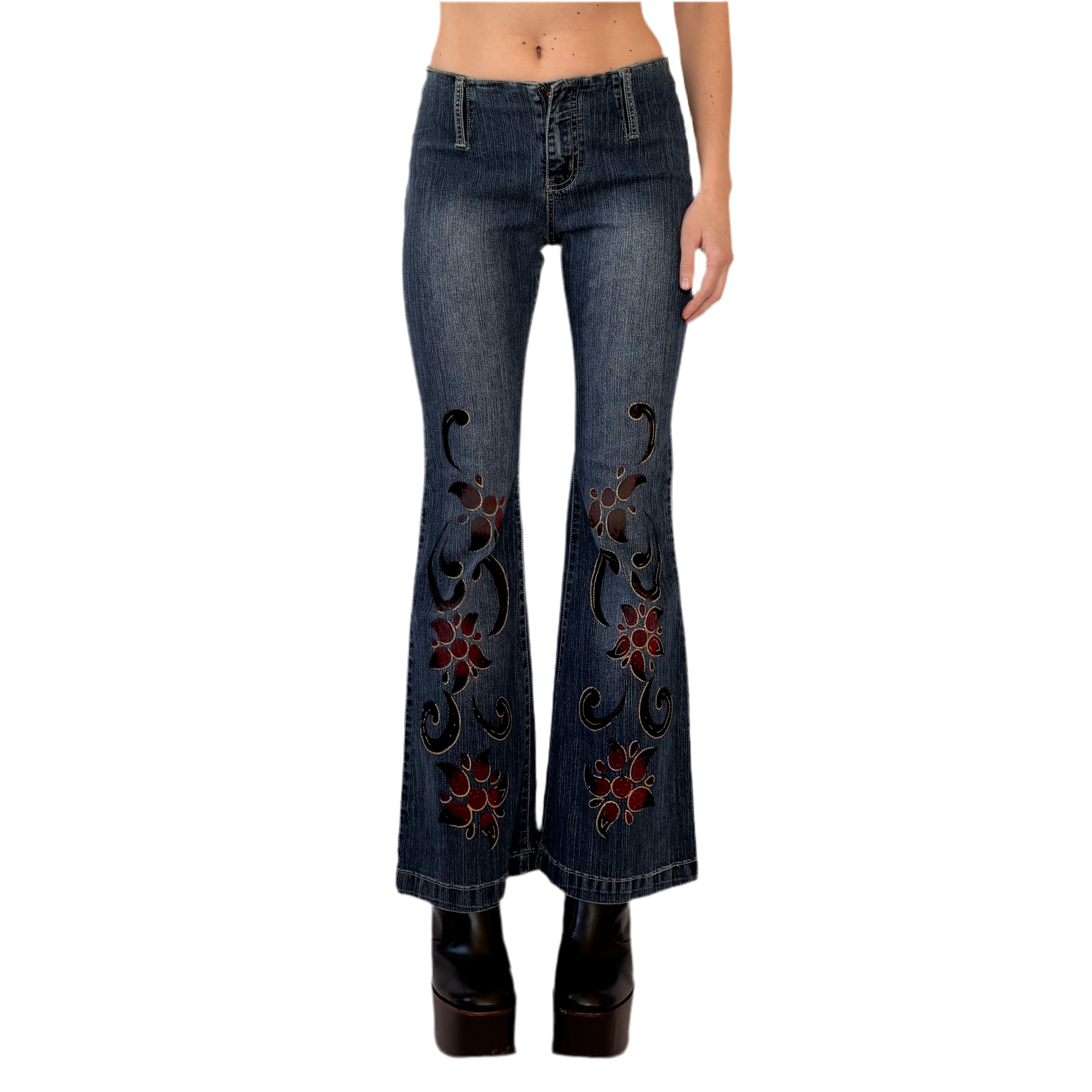 Y2K Embellished Low Rise Jeans (XS)
