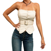 Bebe Pinstriped Corset Top (M)