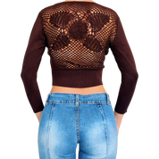 Brown Butterfly Crochet Cardi (S)