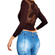 Brown Butterfly Crochet Cardi (S)